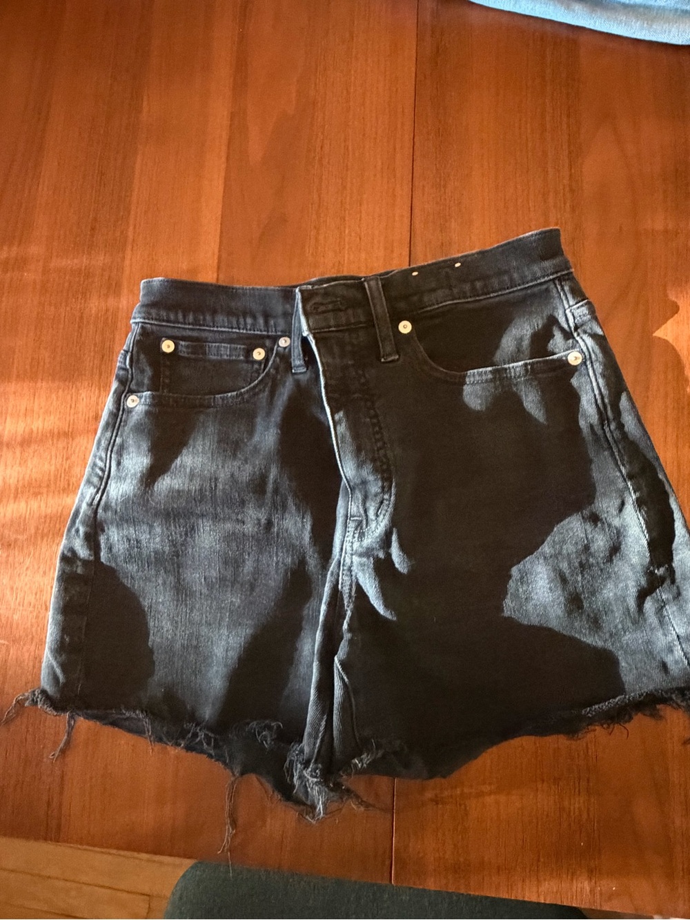 Madewell Black Frayed-Hem Denim Shorts